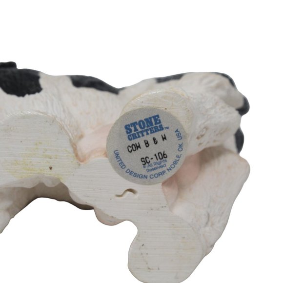 Vintage Stone Critters Holstein Black White Cow SC-106 United Design Corp 1984 - Picture 7 of 7